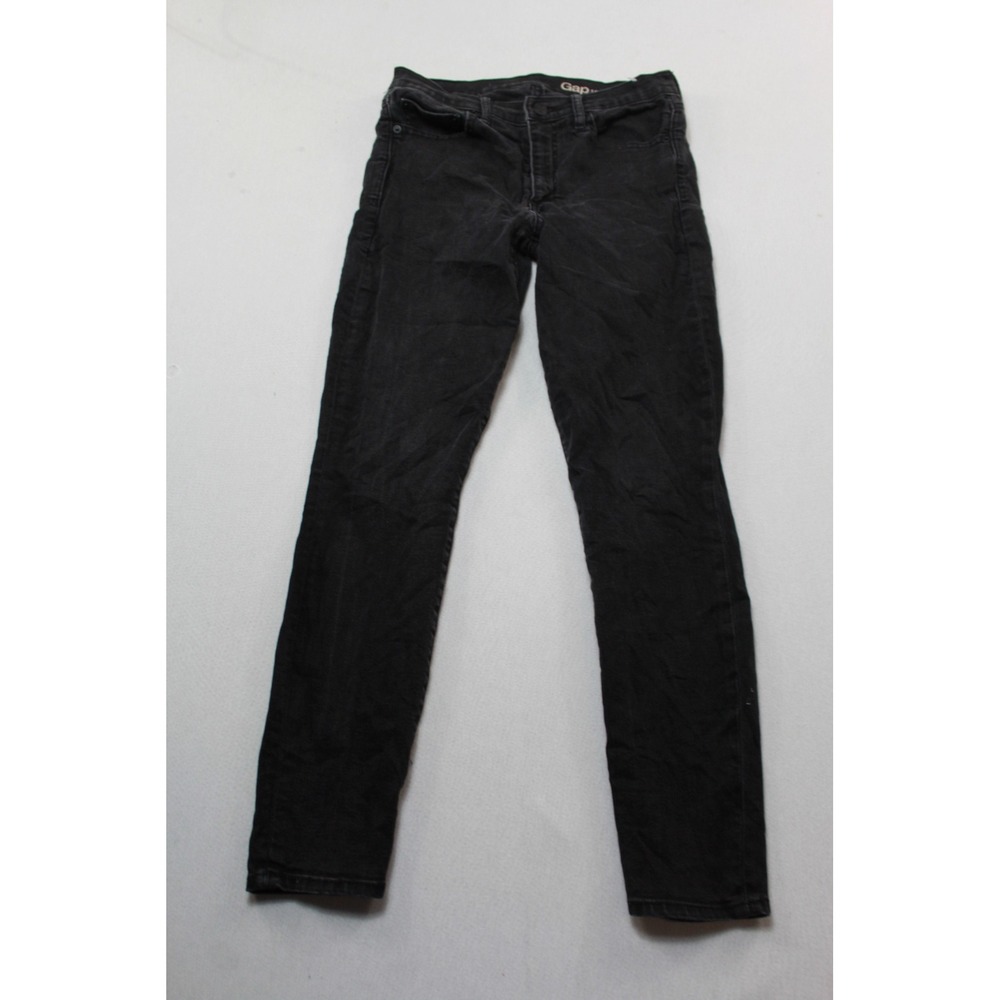 Gap 1969 True Straight Jeans Womens 28 Black Excellent Stretch Denim Pants
